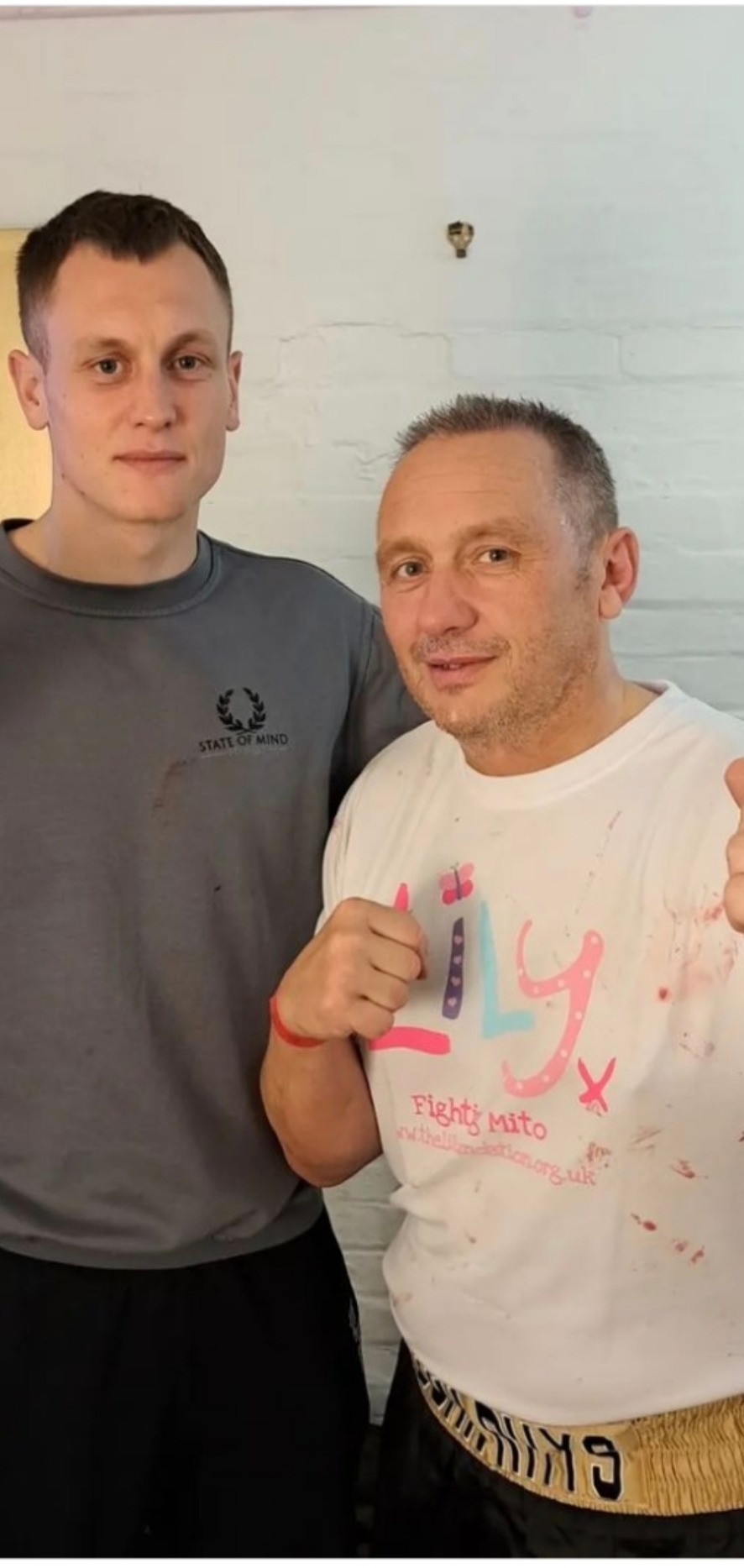 With the coach after the fight