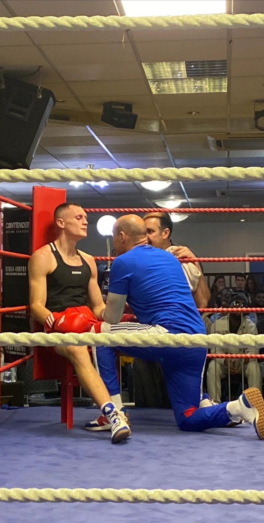 In the corner, fight night